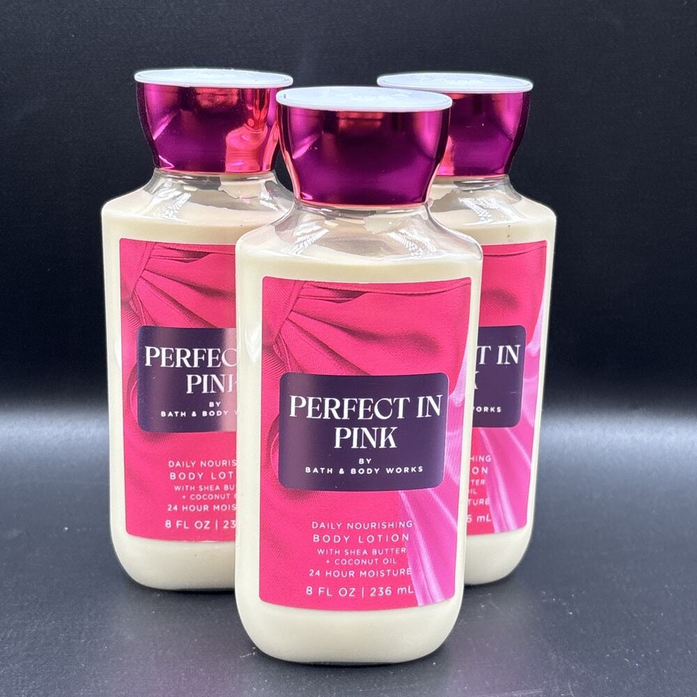 NEW Bath & Body Works Lot of 3 Bottles Perfect In Pink Daily Body Lotion Cream